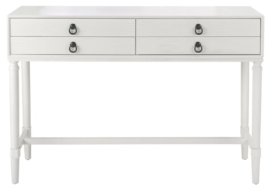 Aliyah 4 Drawer Console Table - Distrssed White
