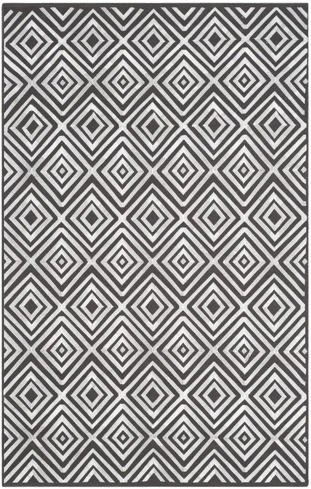 Arlo Home Hand Woven Flatweave With Embroidery Area Rug, KLM627C, Charcoal,  5' X 8'