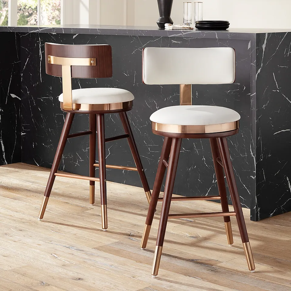 Parker 27 3/4" White Leather Counter Stools Set of 2