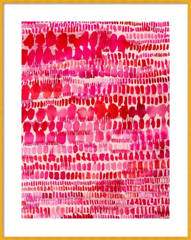 Pink and Red Watercolor Patterns Wall Art  by Paula Mills for Artfully Walls