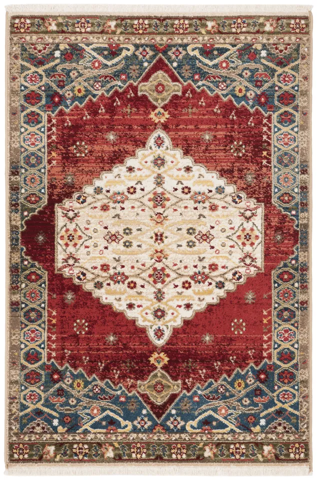 Arlo Home Woven Area Rug, KSN300B, Ivory/Blue,  3' 3" X 4' 10"