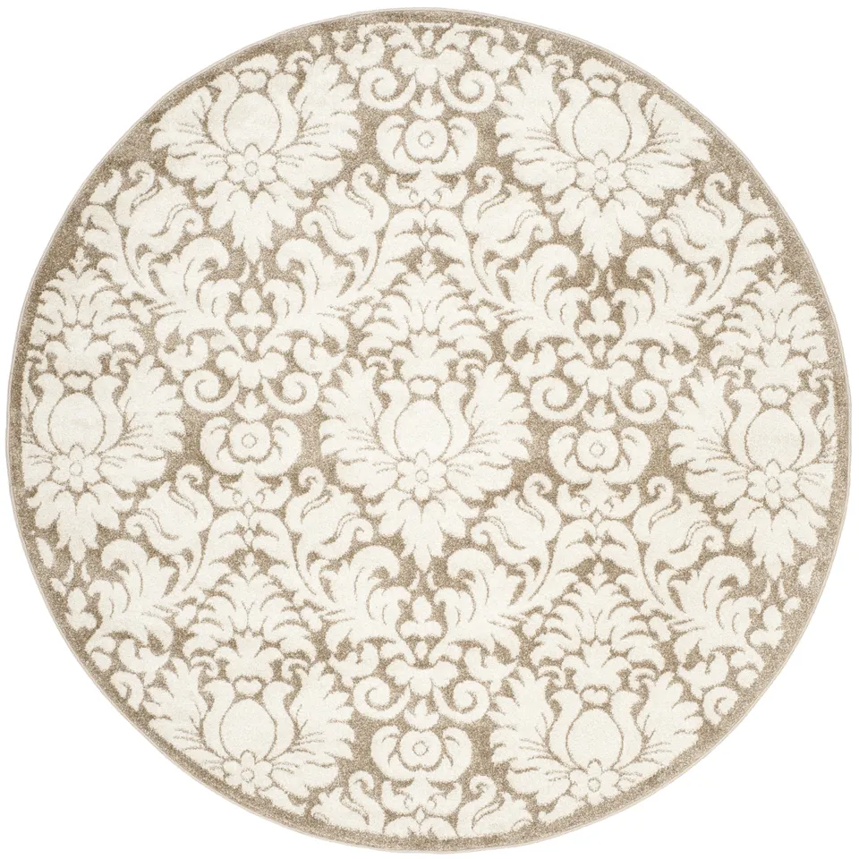 Arlo Home Indoor/Outdoor Woven Area Rug, AMT427S, Wheat/Beige,  5' X 5' Round