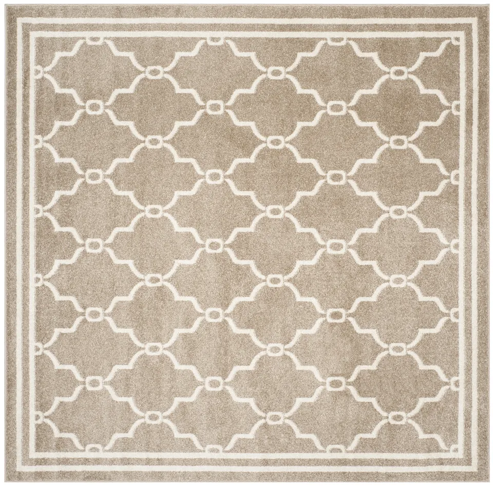 Arlo Home Indoor/Outdoor Woven Area Rug, AMT414S, Wheat/Beige,  7' X 7' Square