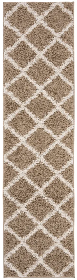 Arlo Home Woven Area Rug, SG169A, Dark Beig/Ivory,  2' X 8'