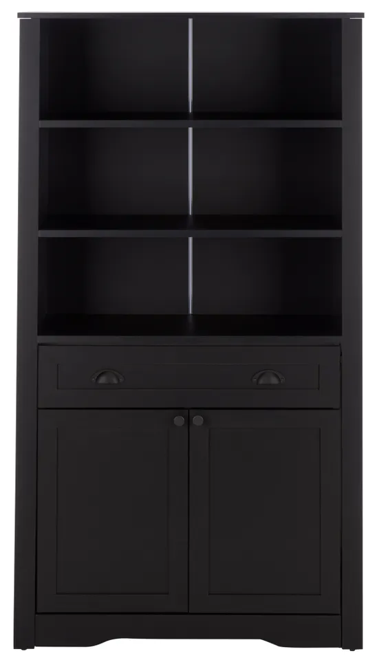 Vero Bookcase With Fold Desk & Cabinet - Black