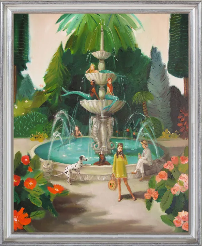 Selfie At The Mermaid Public Fountain by Janet Hill for Artfully Walls