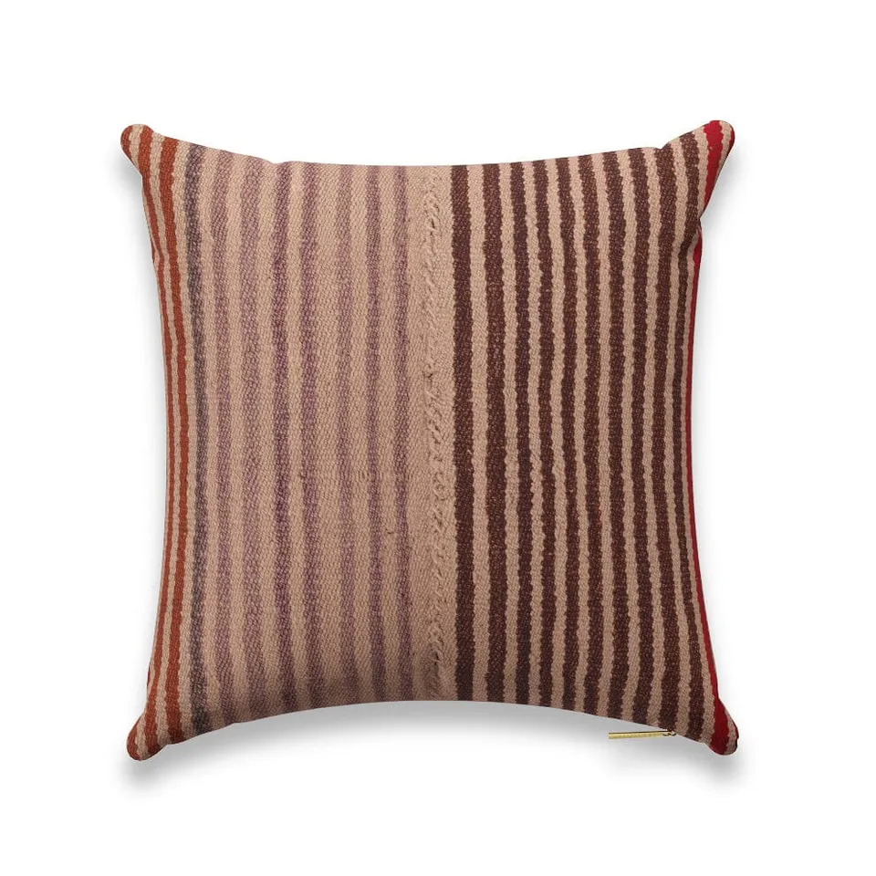 Candy Stripe Frazada Pillow by St. Frank | Brown | 20" W x 20" H | Linen/Wool