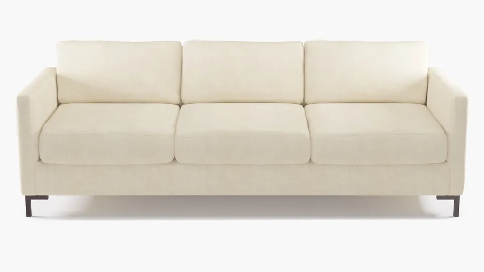Modern Sofa, Talc Everyday Linen, Bronze L Leg