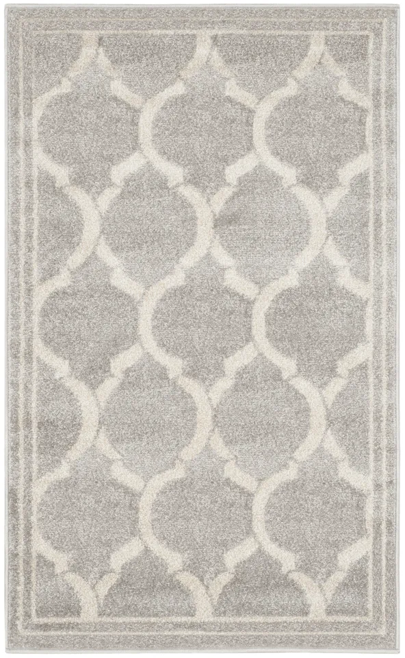 Arlo Home Indoor/Outdoor Woven Area Rug, AMT415B, Light Grey/Ivory,  2' 6" X 4'