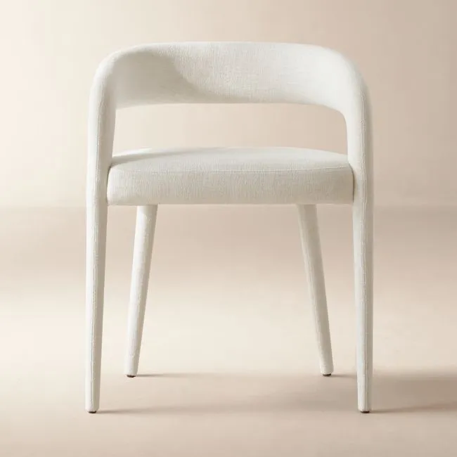 Lisette White Performance Fabric Dining Armchair