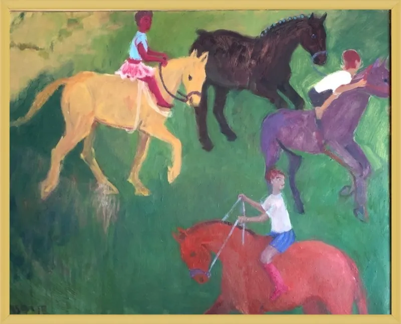 Four Horses, Three Riders by Megan Williamson for Artfully Walls