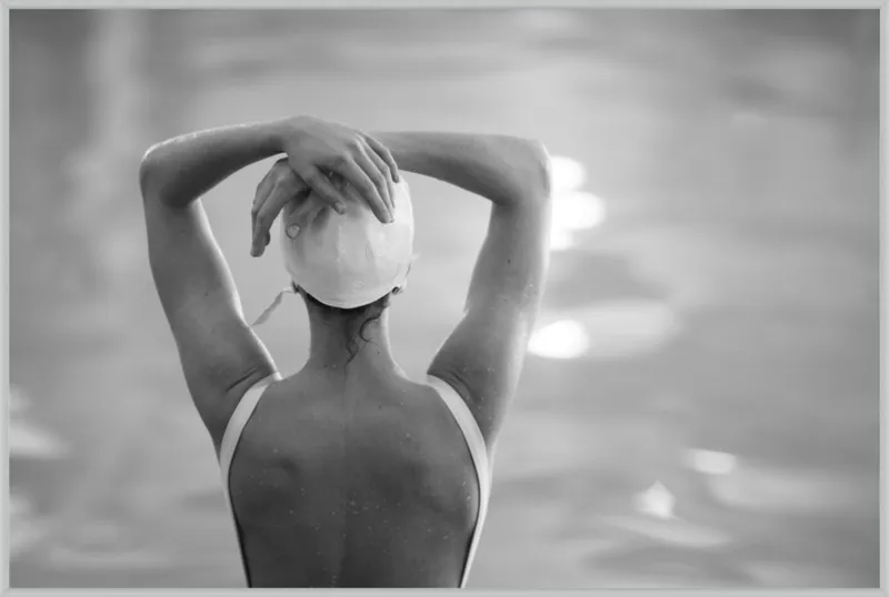 Woman Swimmer in a White Cap by Lucy Snowe for Artfully Walls