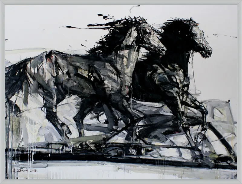 Black Stallions by Shao Y. Zhang for Artfully Walls