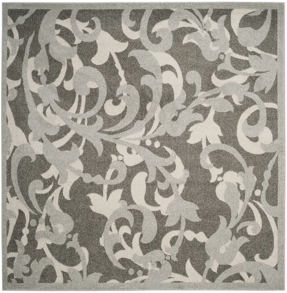 Arlo Home Indoor/Outdoor Woven Area Rug, AMT428C, Grey/Light Grey,  7' X 7' Square