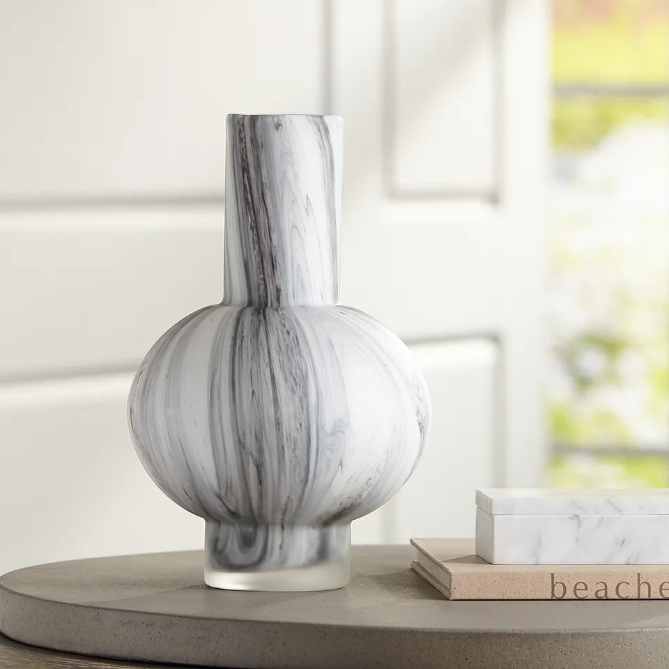 Taos Matte Black & White 11 3/4"H Decorative Vase