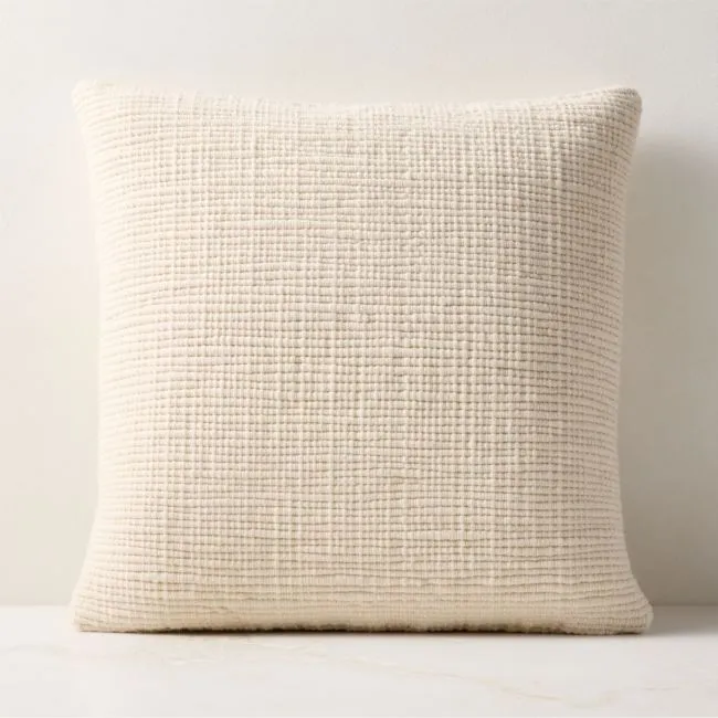 Monira Handwoven Warm White Chunky Wool and Cotton Throw Pillow Cover 20"x20"