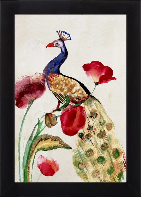 blue gold peacock by Ruti Shaashua for Artfully Walls