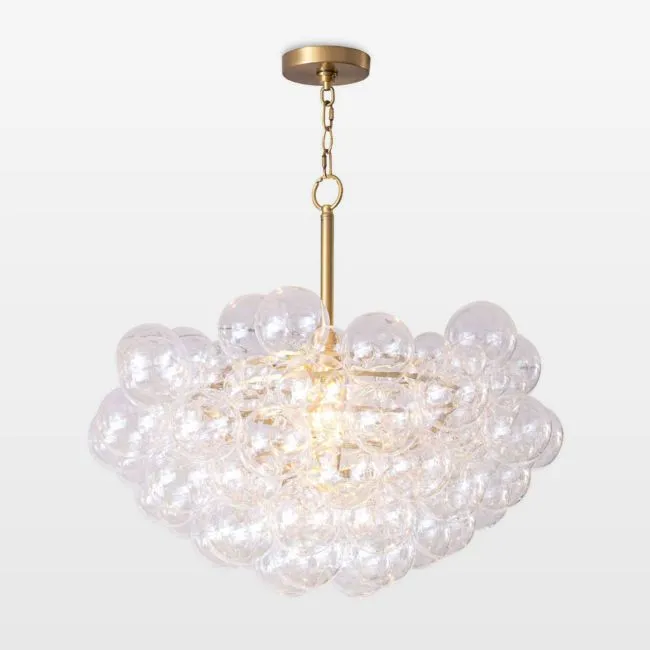 Bubbles Natural Brass with Clear Glass Chandelier