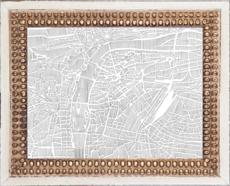 Prague Ink Map by Karen O'Leary for Artfully Walls
