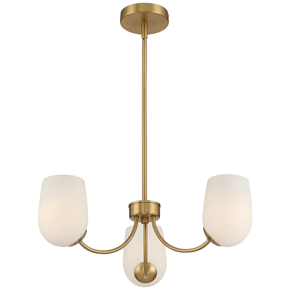 Possini Euro Safia 24" Wide Brushed Gold Glass 3-Light Chandelier