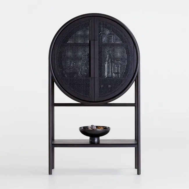 West 40" Charcoal Brown Cane Bar Cabinet by Leanne Ford