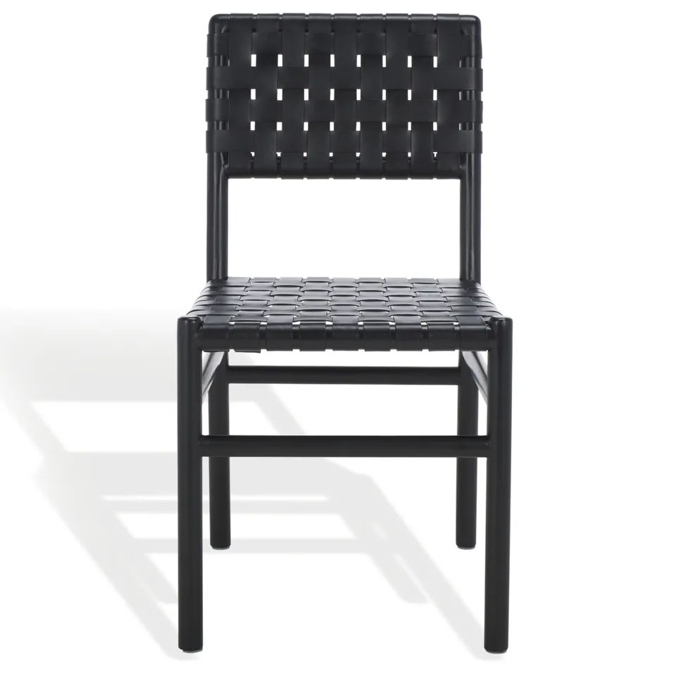 Jeremiah Woven Leather Dining Chair - Black