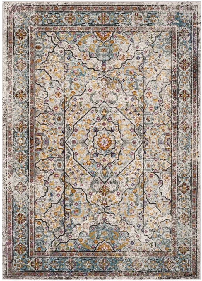 Arlo Home Woven Area Rug, ARA199C, Cream/Blue,  5' 1" X 7' 6"