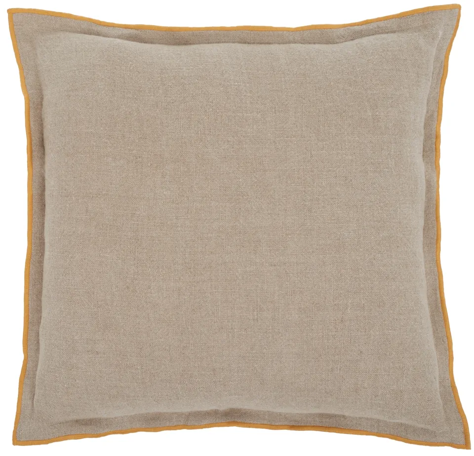 Amal 20 x 20 Linen Pillow - Natural / Mustard