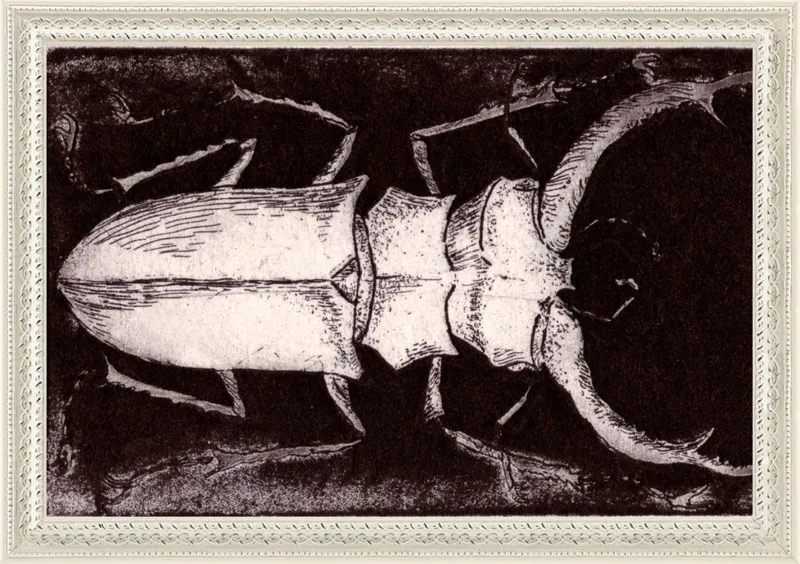 White Beetle on Dark Brown by Tennopent Sooster for Artfully Walls