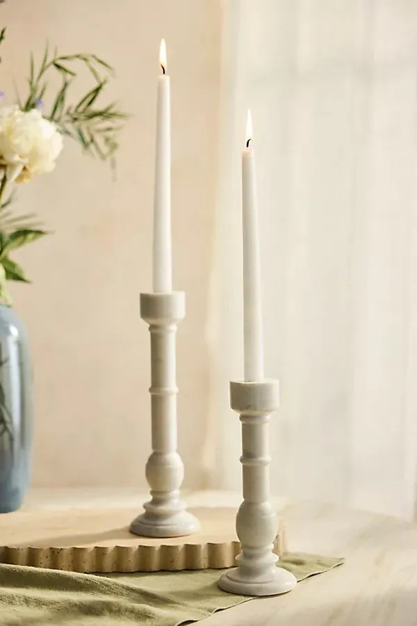 White Marble Taper Holder