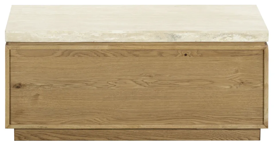 Safavieh Couture Alysandria Rectangle Coffee Table, Brown Oak / Travertine