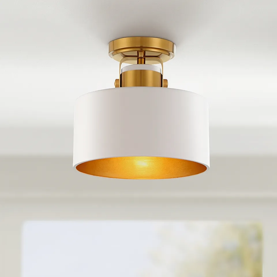 Possini Euro Courtney 10" Wide Soft Gold Matte White Ceiling Light