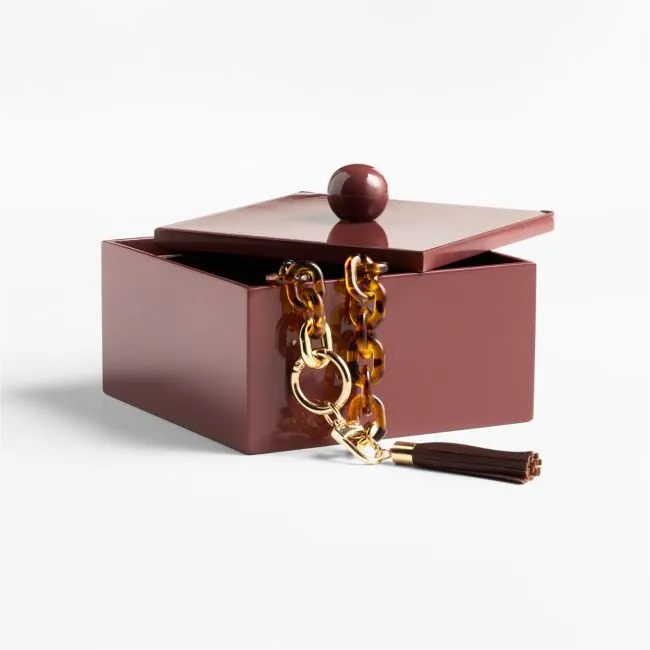 Perfect Set Burgundy Lacquer Square Box by Venus Williams
