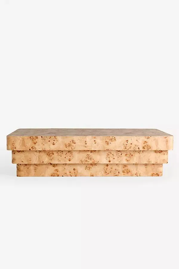 Leonne Rectangle 60" Burl Wood Coffee Table