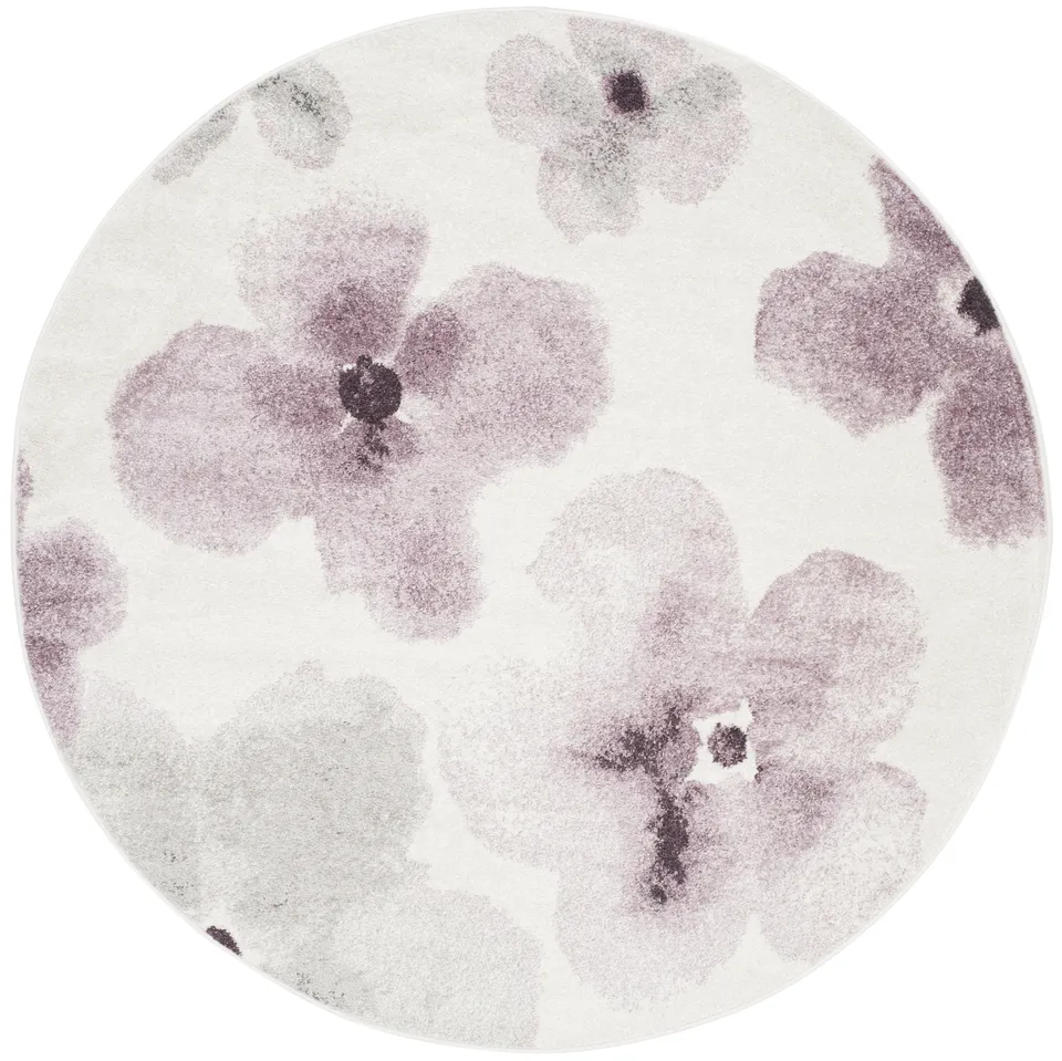 Arlo Home Woven Area Rug, ADR123L, Ivory/Purple,  6' X 6' Round