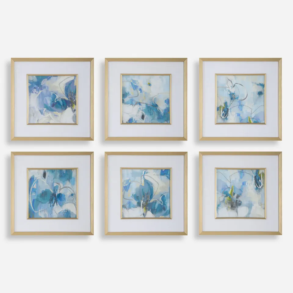 Fresh Start Blue Abstract Prints Set/6