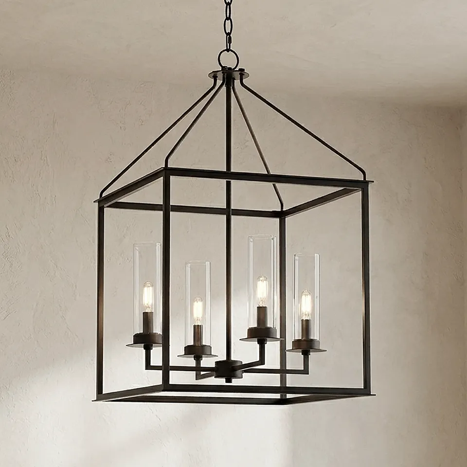 Quinn 29" High Black Rustic Modern 4-Light Outdoor Hanging Light