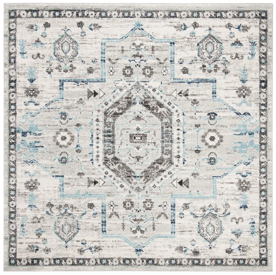 Arlo Home Woven Area Rug, MAD928F, Grey/Dark Grey,  6' 7" X 6' 7" Square