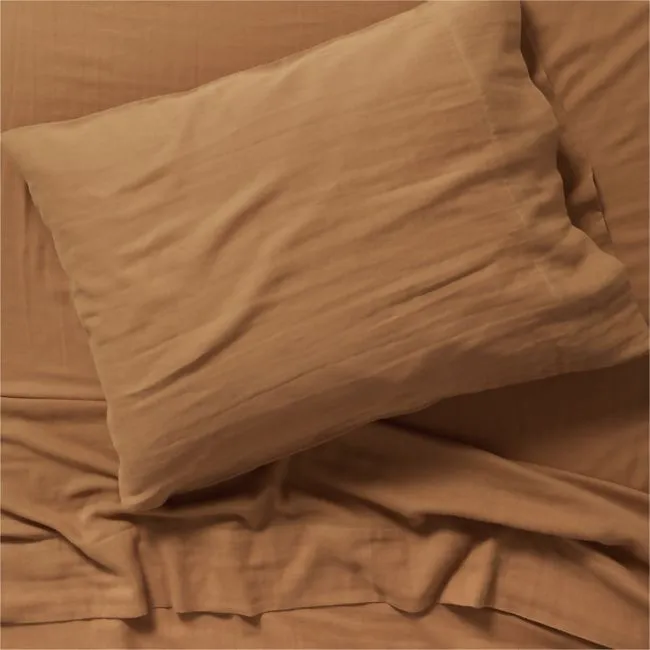 Supersoft Brulee Brown 100% Organic Cotton Gauze Kids Twin Sheet Set