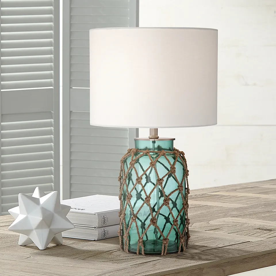 Possini Euro Crosby 22 1/2" Rope and Bottle Glass Lamp with Dimmer