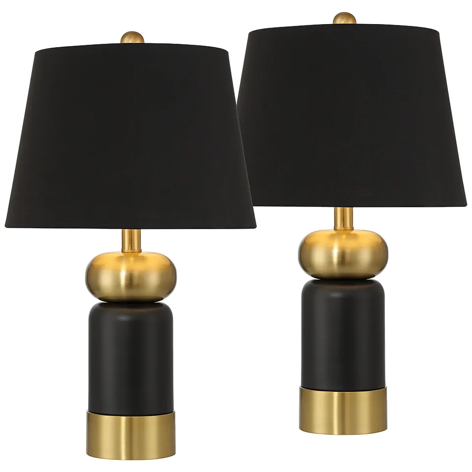 Anthem 21 3/4" High Black and Brass Table Lamp Set of 2