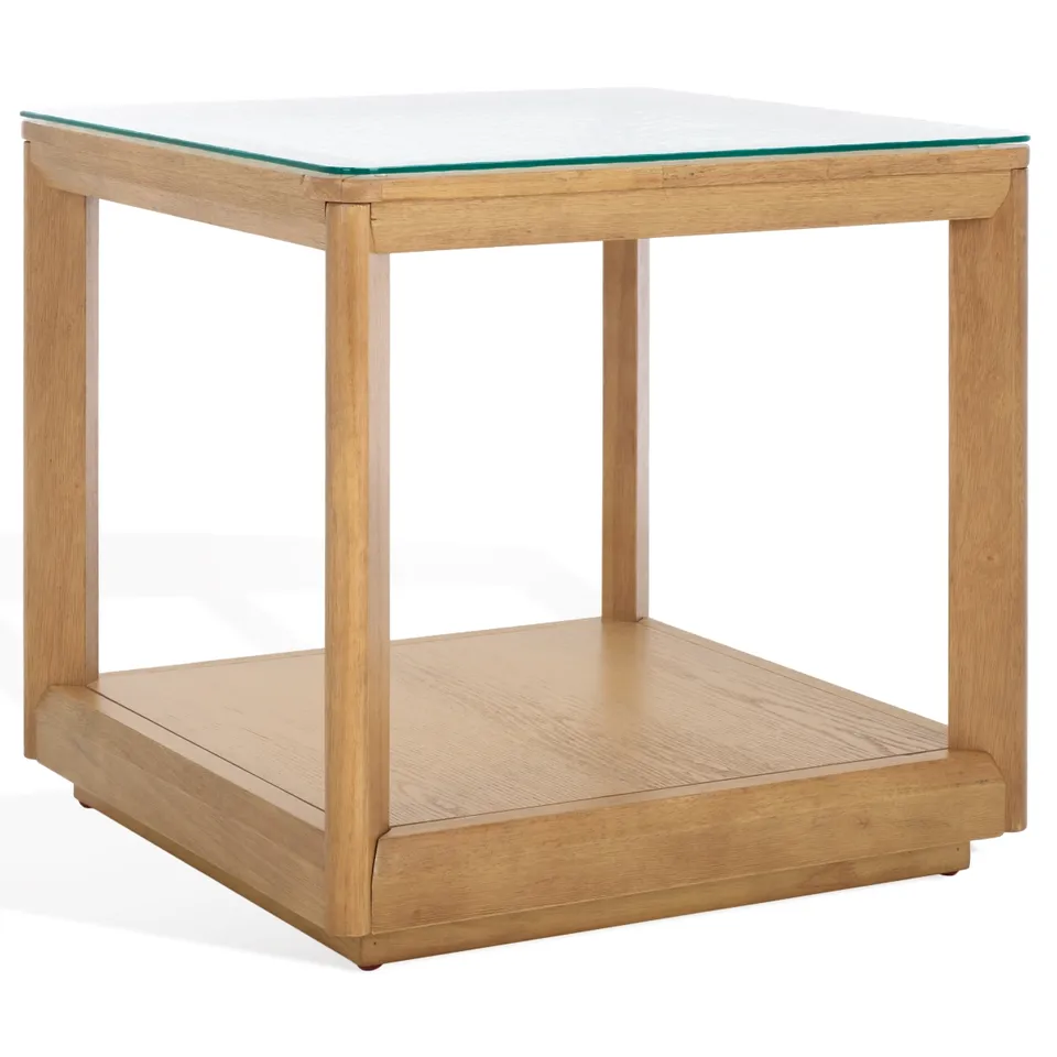 Benecarlo Glass Top Accent Table - Natural/Clear