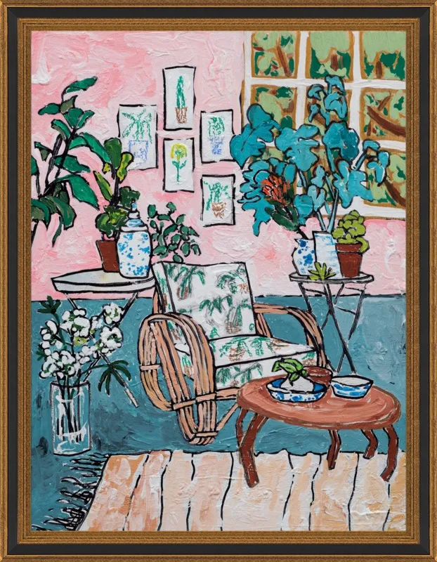 Cane Chair in Tropical Interior by Lara Lee Meintjes for Artfully Walls