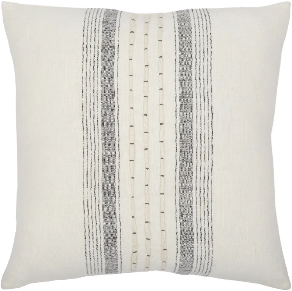Linen Stripe Embellished LSP-001 18"L x 18"W Polyester Filled Pillow