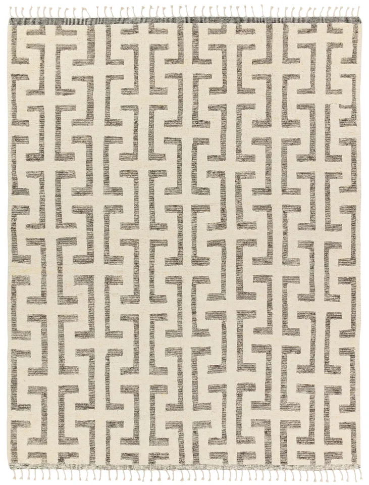 Semra Hand-Knotted Geometric Cream/ Gray Area Rug (6'X9')