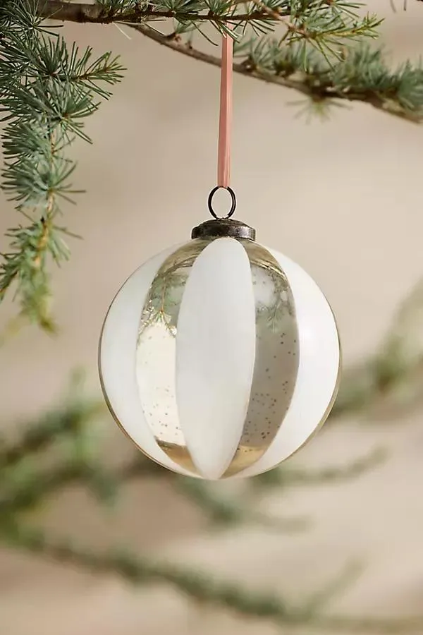 Mirrored Stripe Glass Globe Ornament
