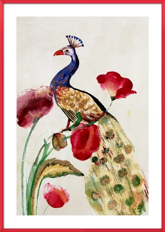 blue gold peacock by Ruti Shaashua for Artfully Walls