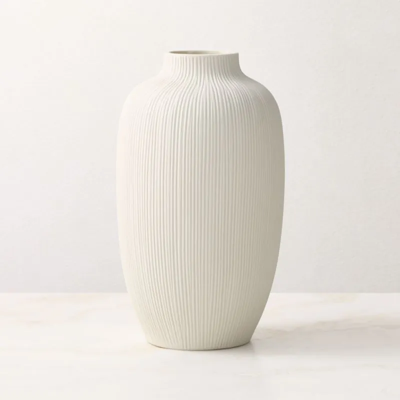 Liana Warm White Fluted Porcelain Vase Medium