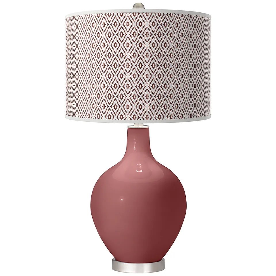 Color Plus Ovo 28 1/2" Diamonds Shade Toile Red Table Lamp