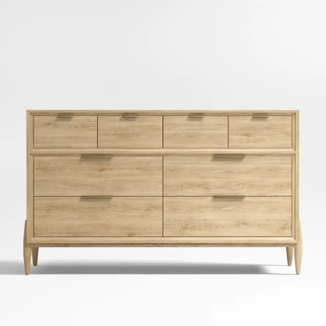 Bodie 54" Natural Oak Wood Wide 8-Drawer Kids Dresser